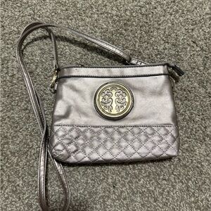 Elegant Silver Quilted Crossbody Bag